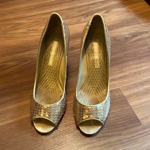 Enzo Angiolini Gold sequin high heels
